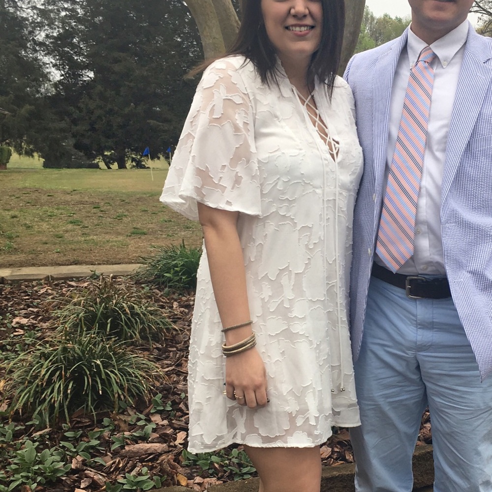 White tie up dress